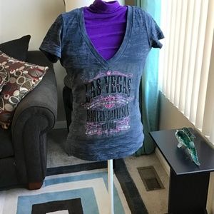 Harley Davidson Women Sheer V-neck Short Sleeve